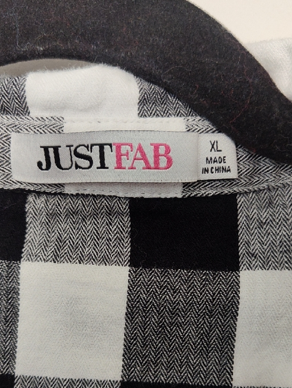 JustFab Black and White Buffalo Plaid Button Down Tunic - Picture 2 of 3